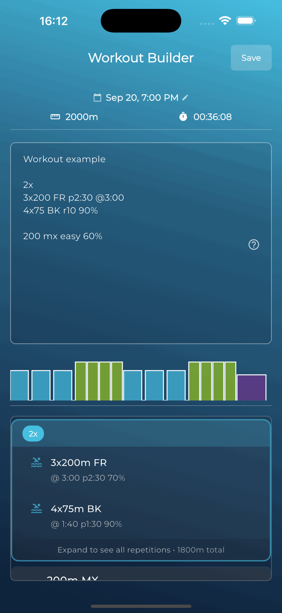 Workout builder screen